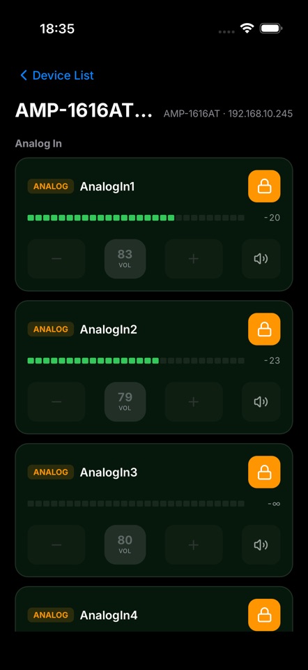 Device list & channel control